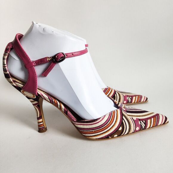 Vintage Y2K 90s Moda Spana Pointy Toe Kitten Heel D'Orsay Ankle Strap Size 7 - Picture 3 of 10